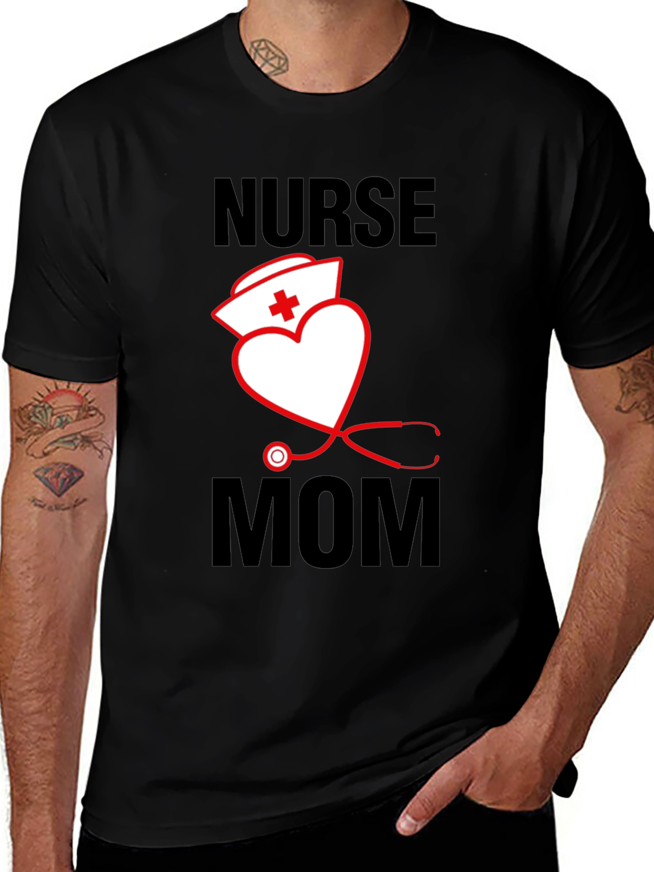 Nurse Mom T-Shirt - Heart Stethoscope Graphic