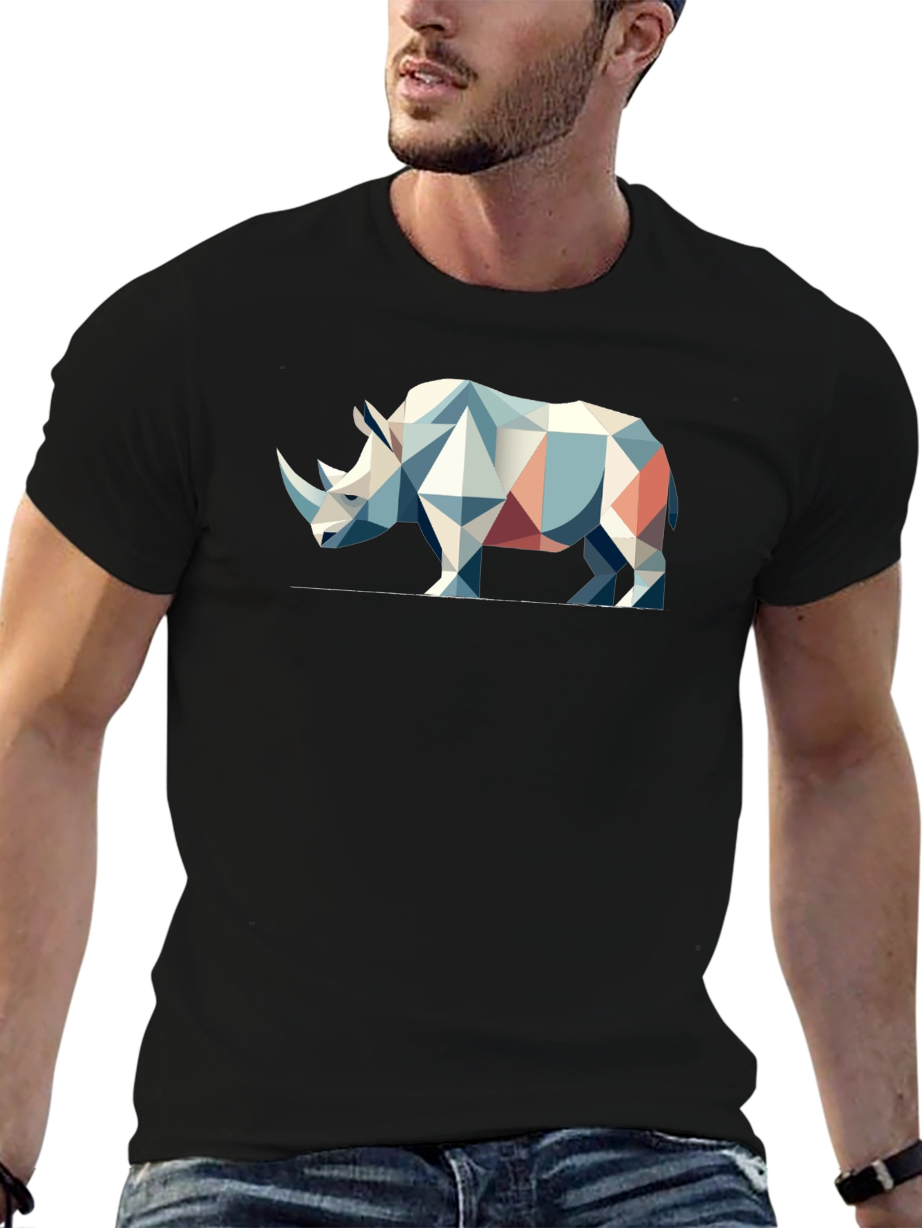 Geometric Rhino Graphic T-Shirt