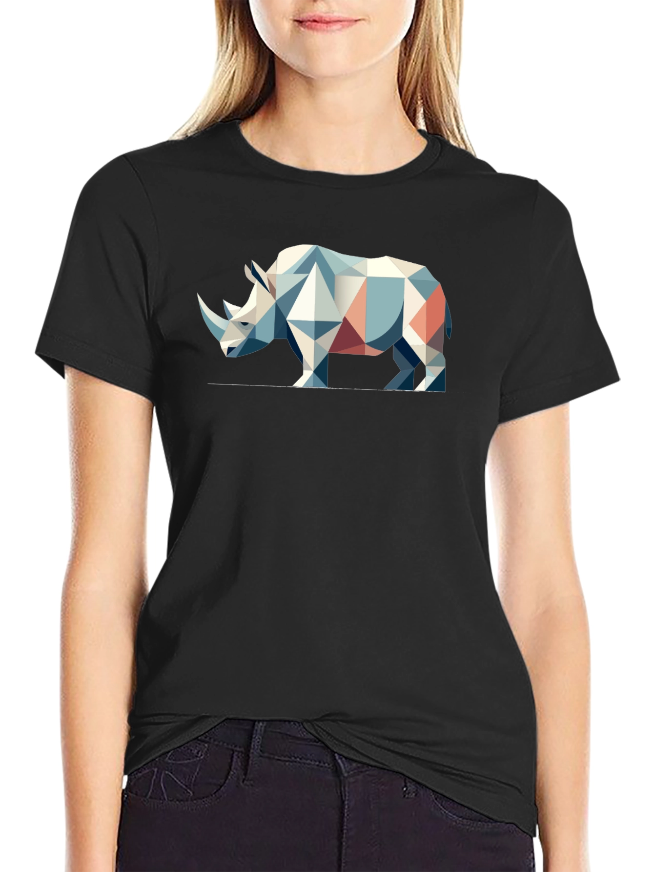 Geometric Rhino Graphic T-Shirt