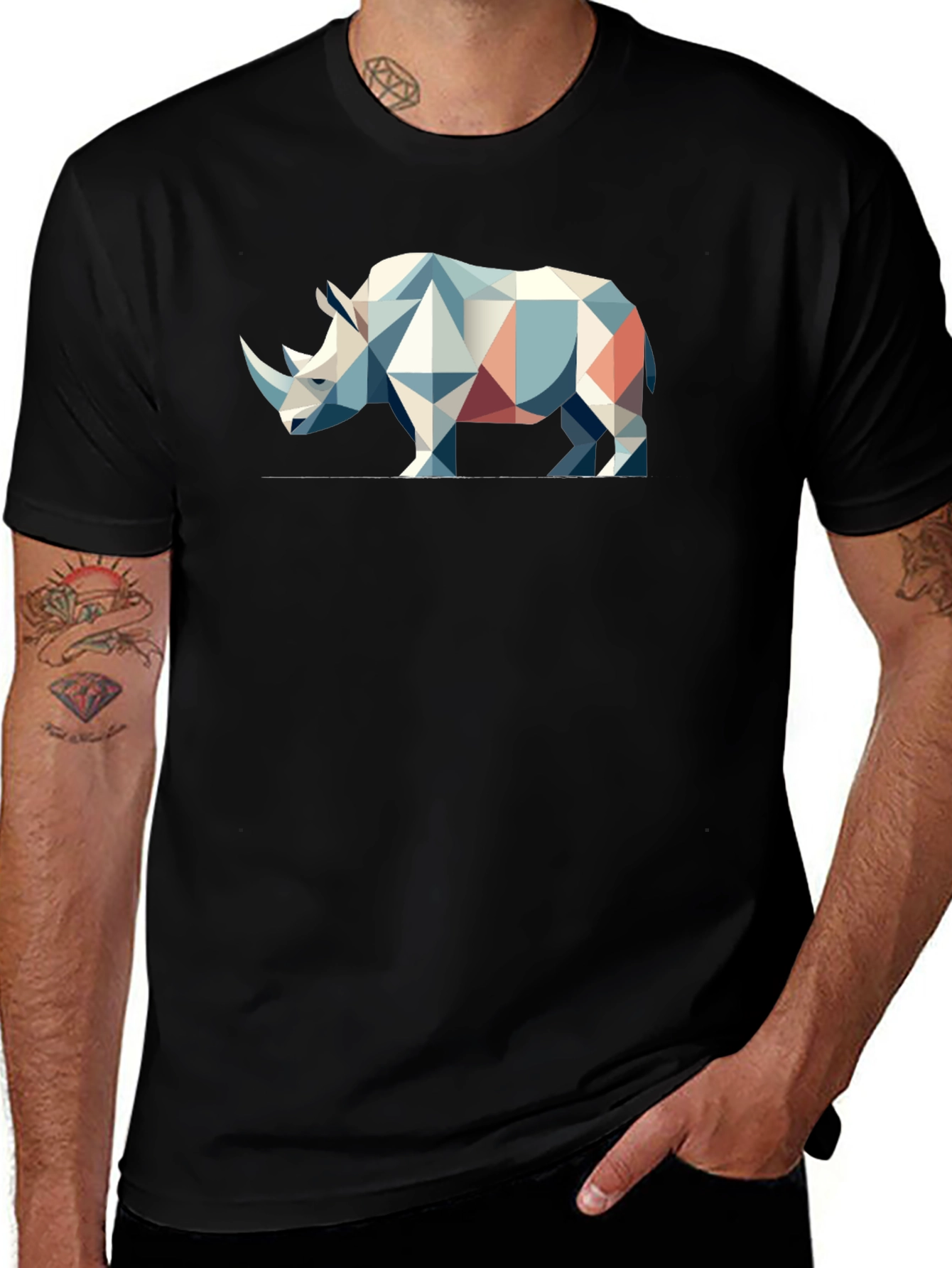 Geometric Rhino Graphic T-Shirt
