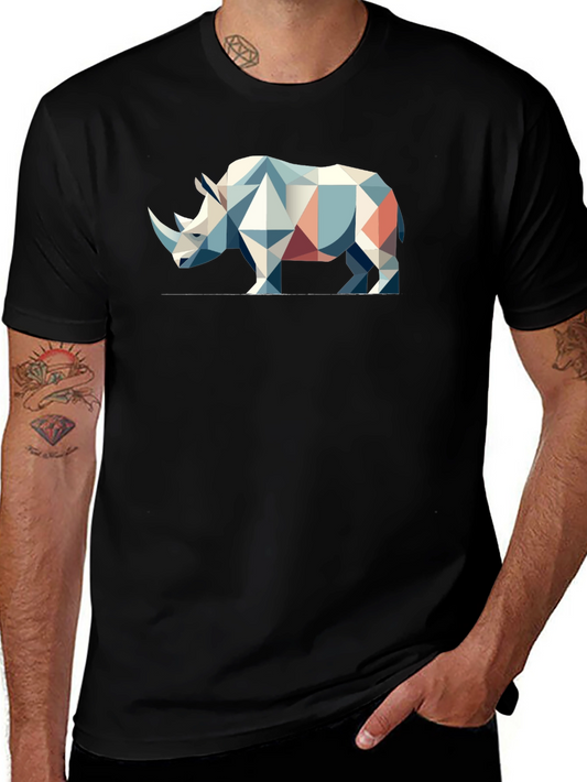Geometric Rhino Graphic T-Shirt