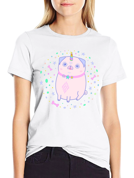 Unicorn Pug Graphic T-Shirt - Mens Black Tee