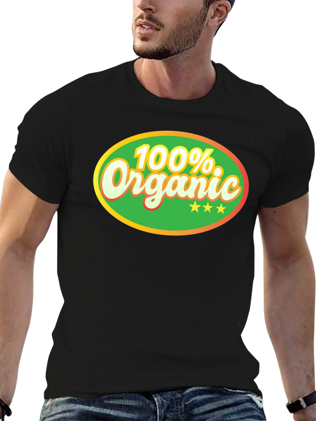100% Organic Graphic Tee - Black Cotton T-Shirt