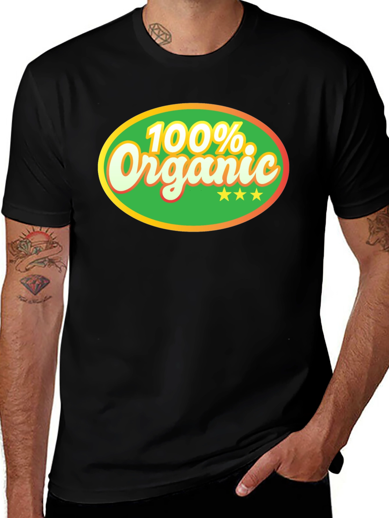 100% Organic Graphic Tee - Black Cotton T-Shirt