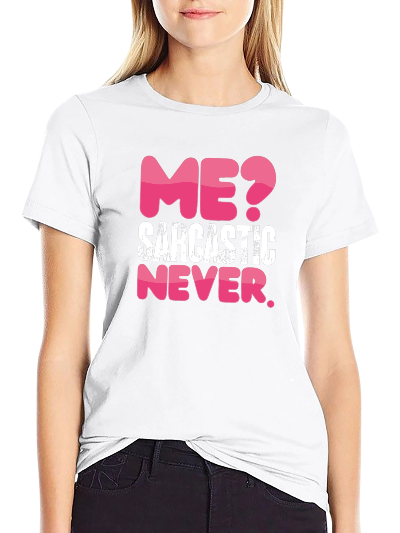 Sarcastic Never Mens Black Graphic T-Shirt