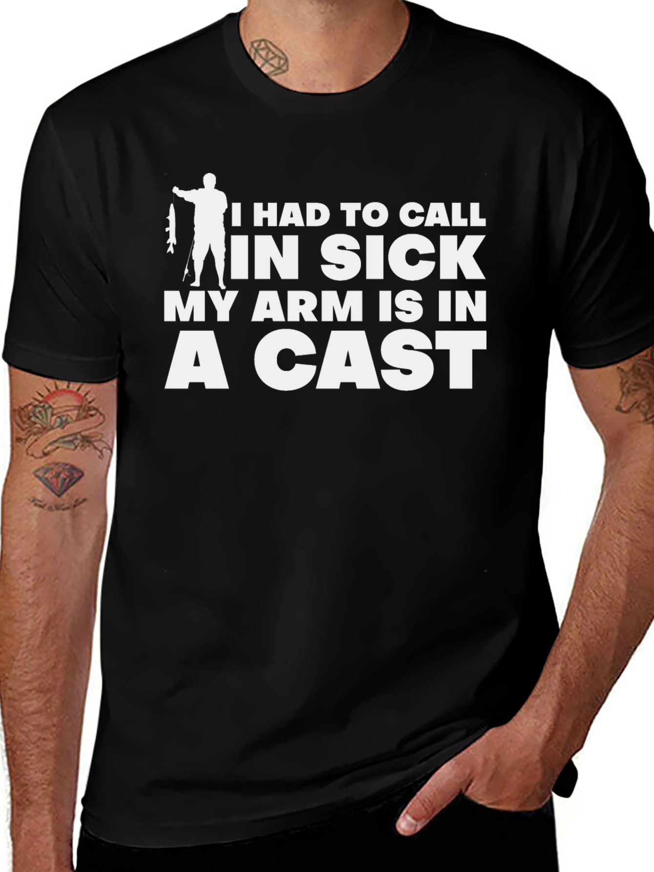 Funny Fishing Excuse T-Shirt - Arm in a Cast