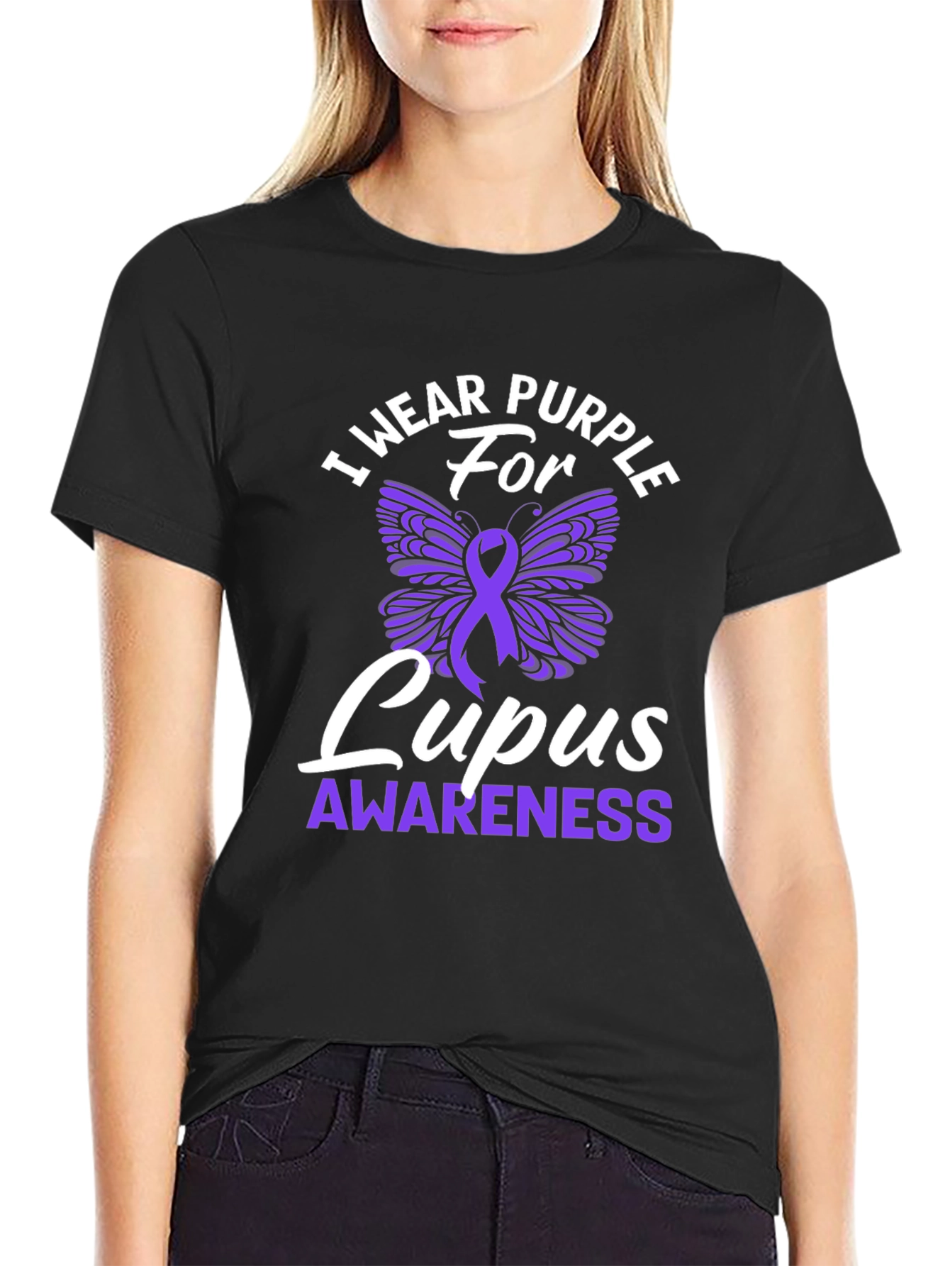 Purple Lupus Awareness Butterfly T-Shirt