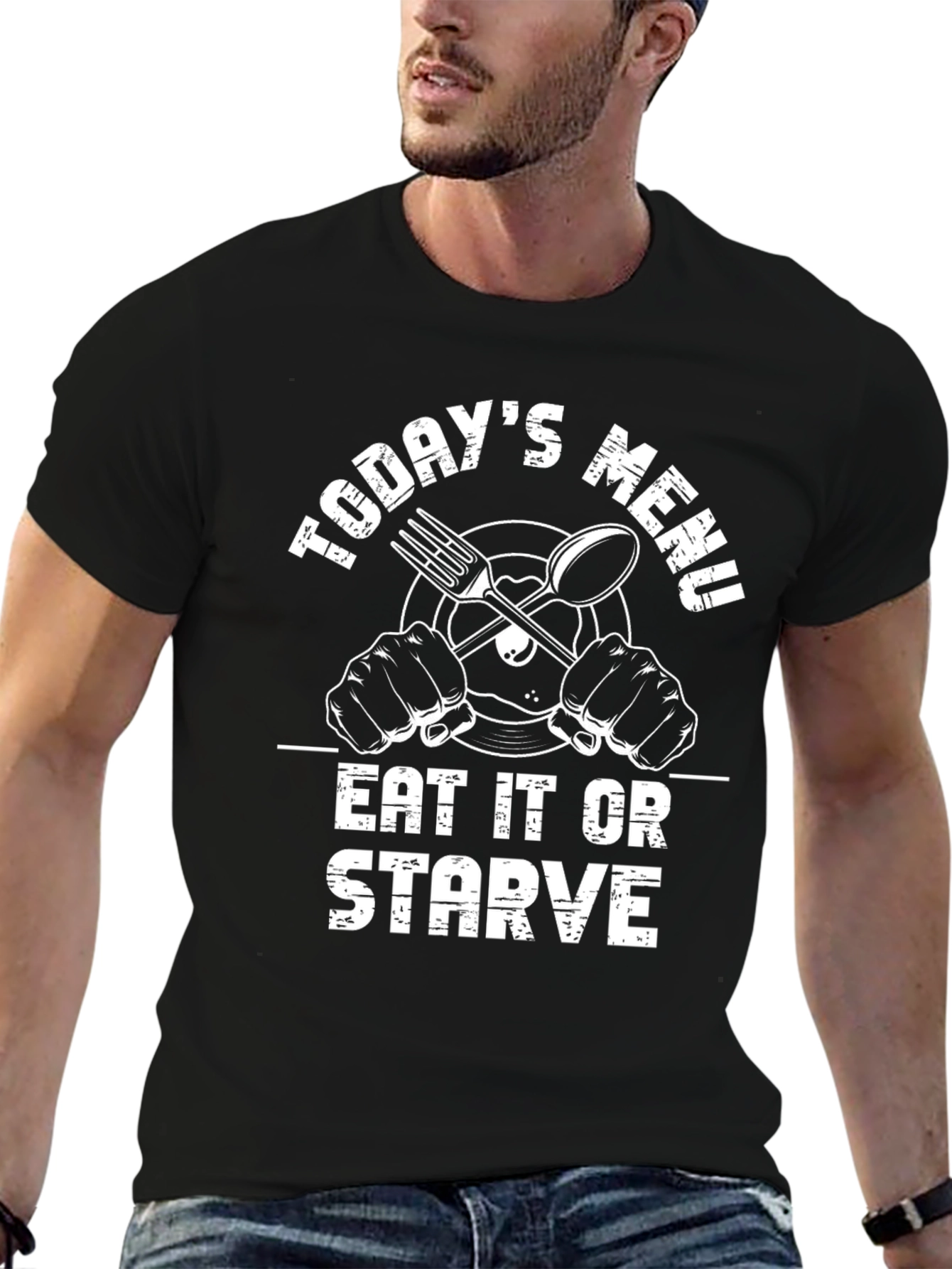 Todays Menu Eat It Or Starve Black T-Shirt