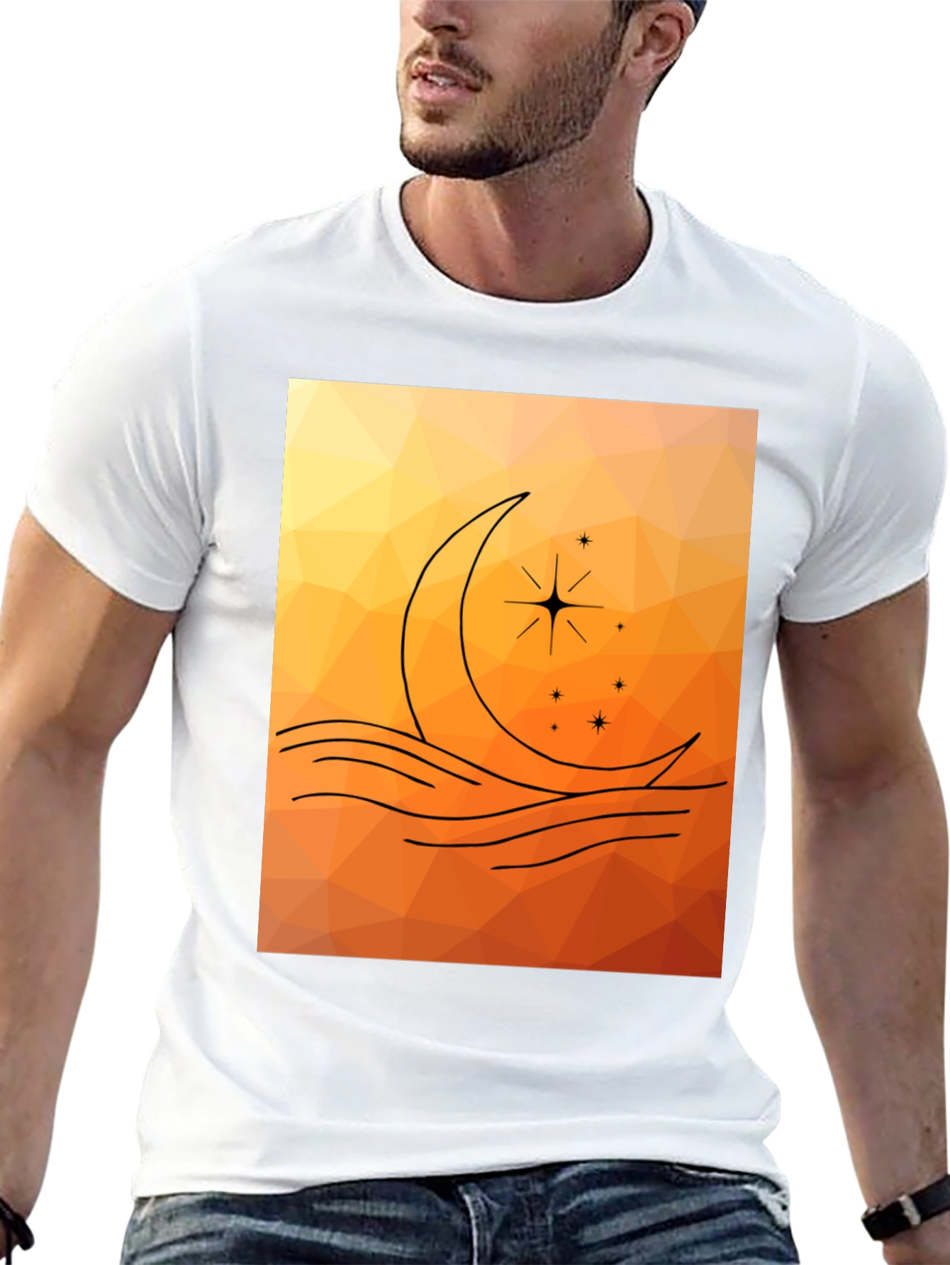 Geometric Moon & Stars Graphic Tee