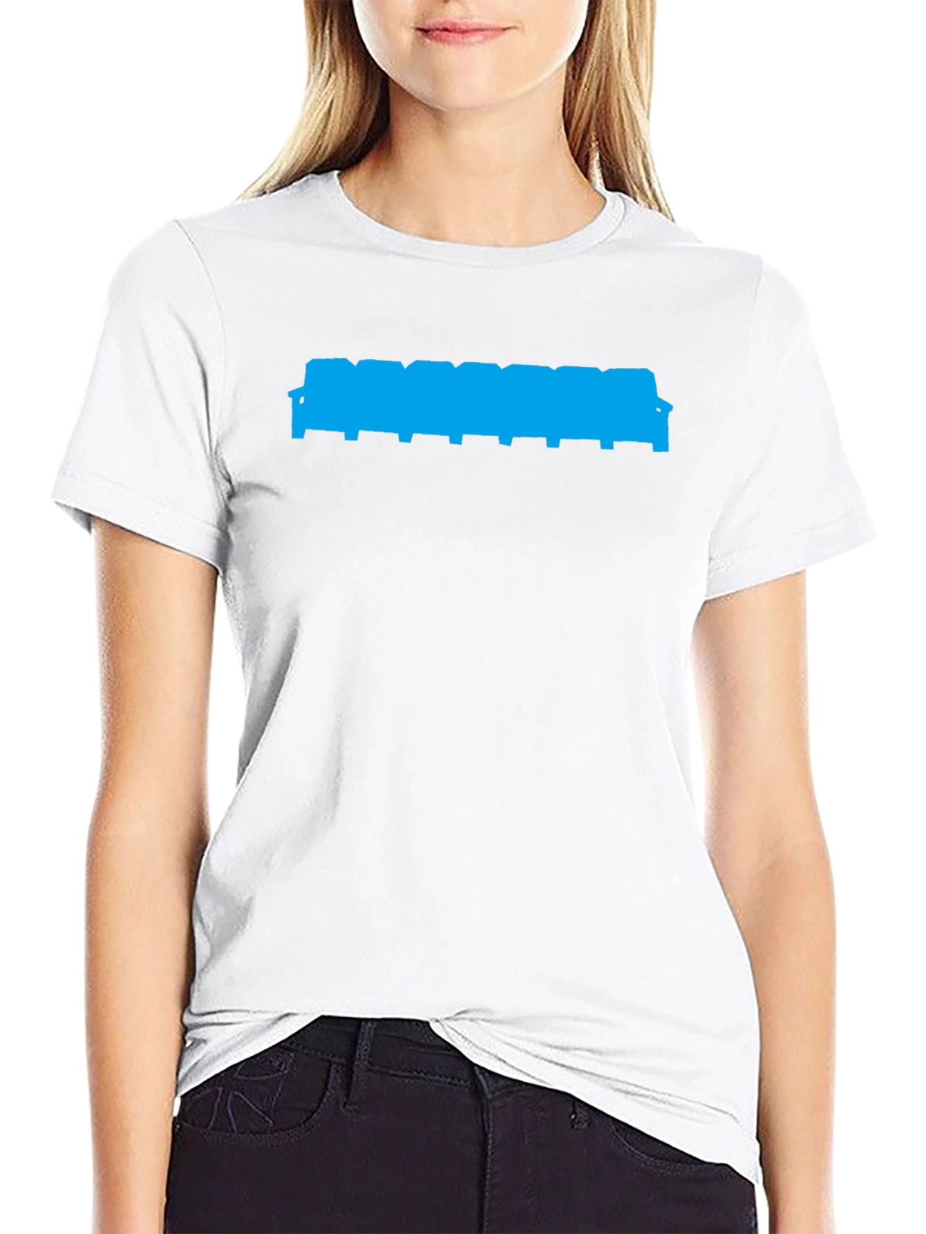 Unique Blue Silhouette Graphic Print Black T-Shirt