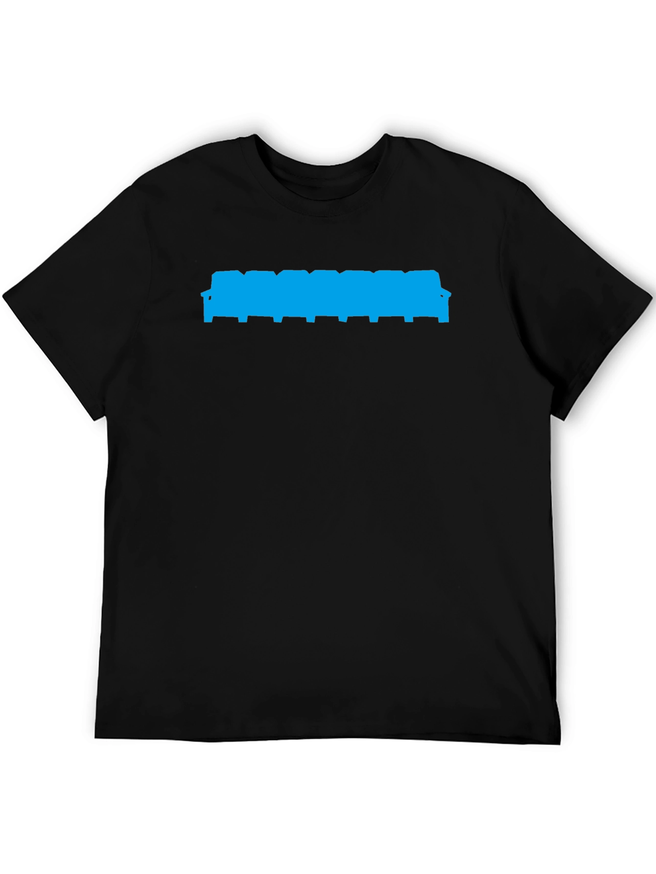 Unique Blue Silhouette Graphic Print Black T-Shirt