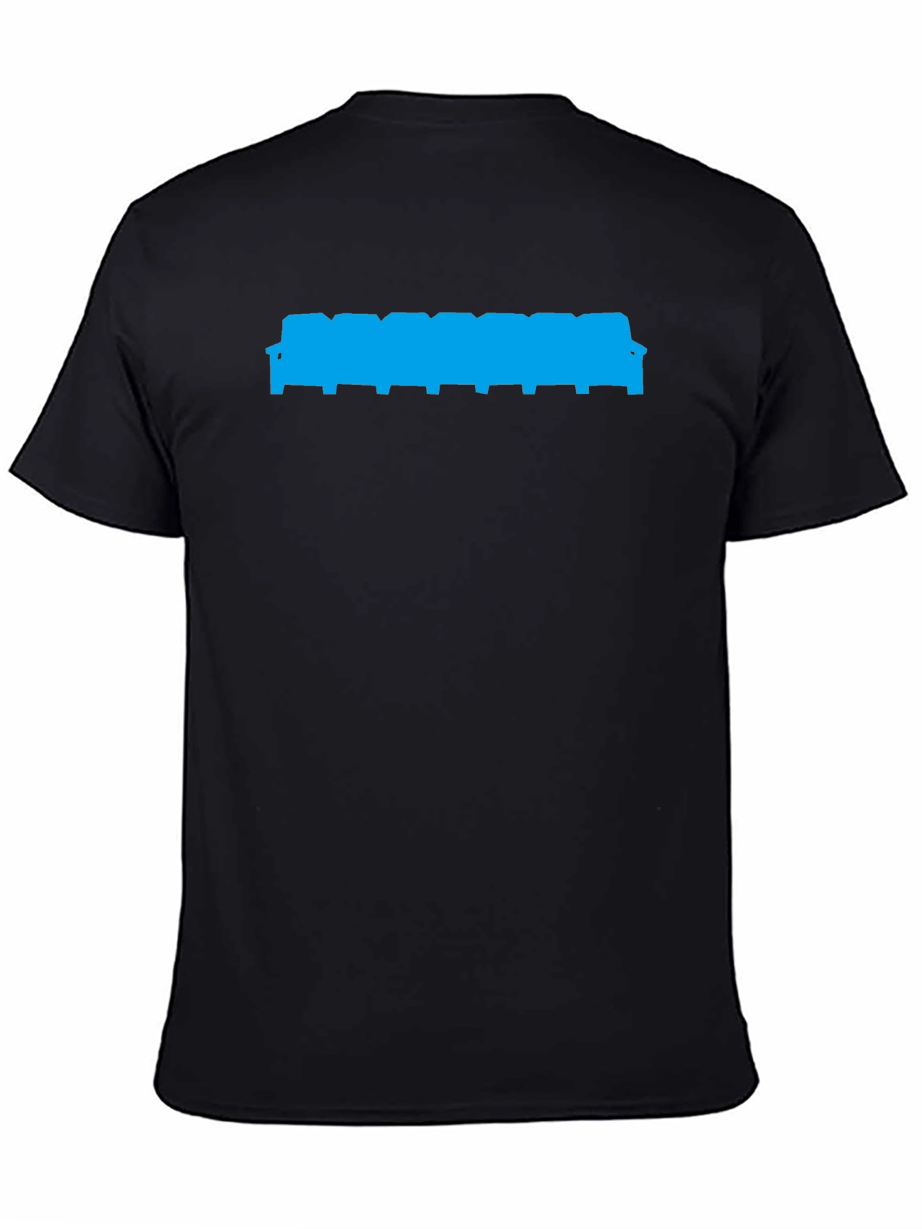 Unique Blue Silhouette Graphic Print Black T-Shirt