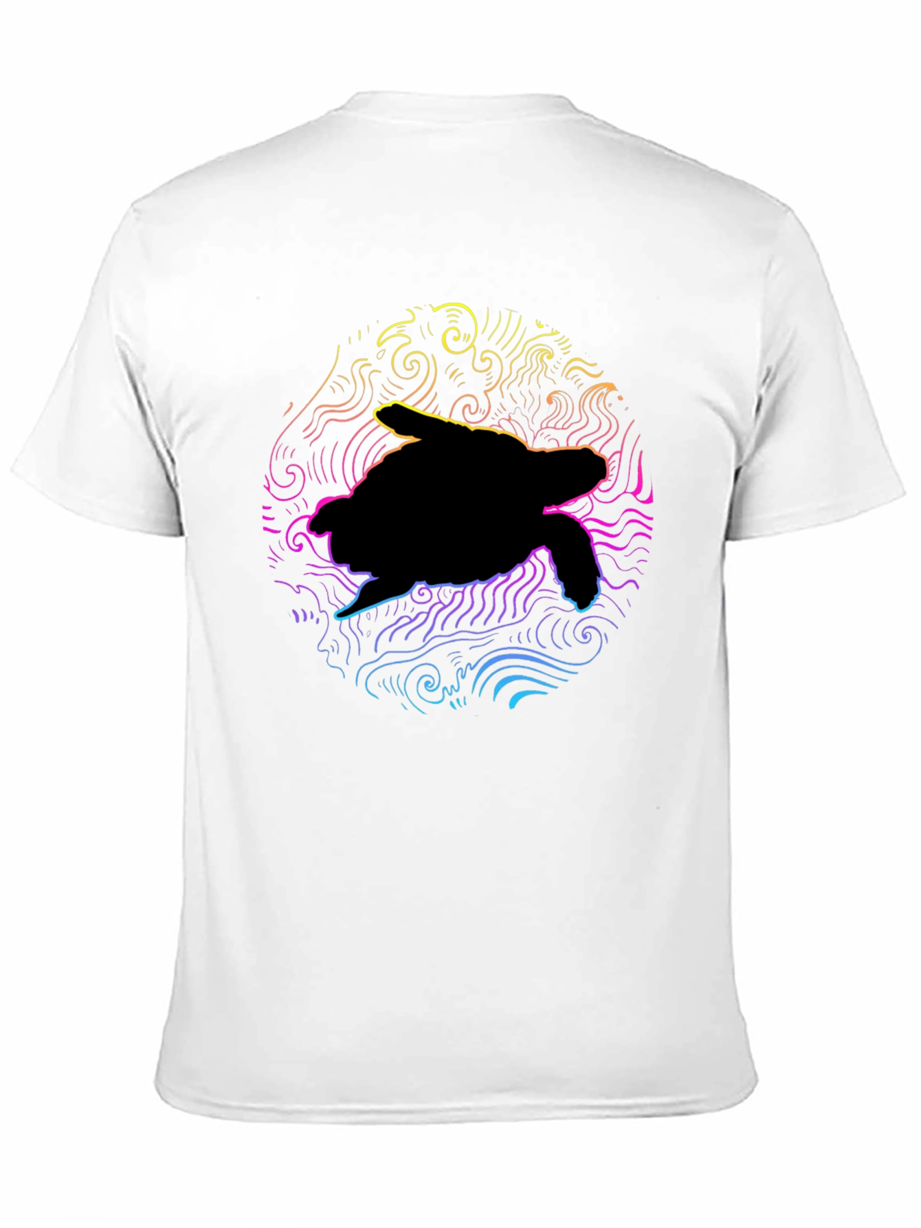 Neon Turtle Graphic T-Shirt - Black Cotton Blend