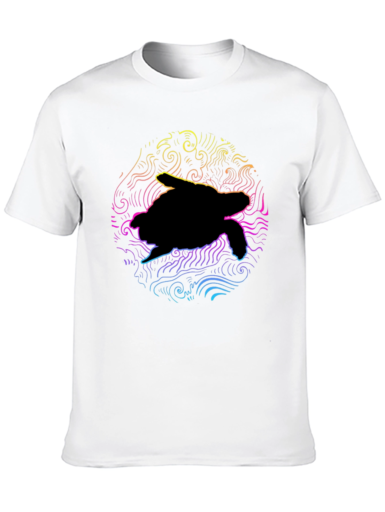 Neon Turtle Graphic T-Shirt - Black Cotton Blend
