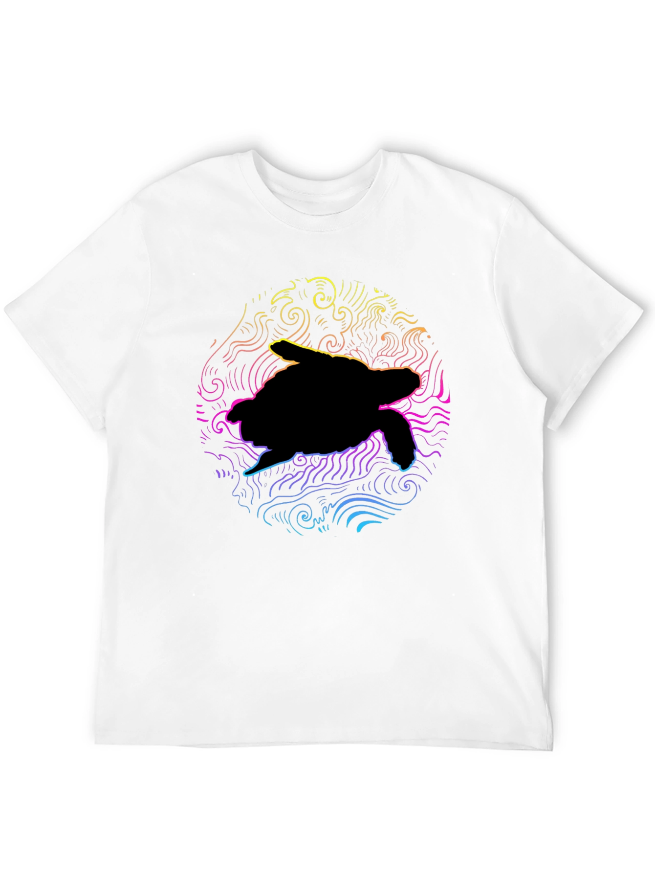 Neon Turtle Graphic T-Shirt - Black Cotton Blend