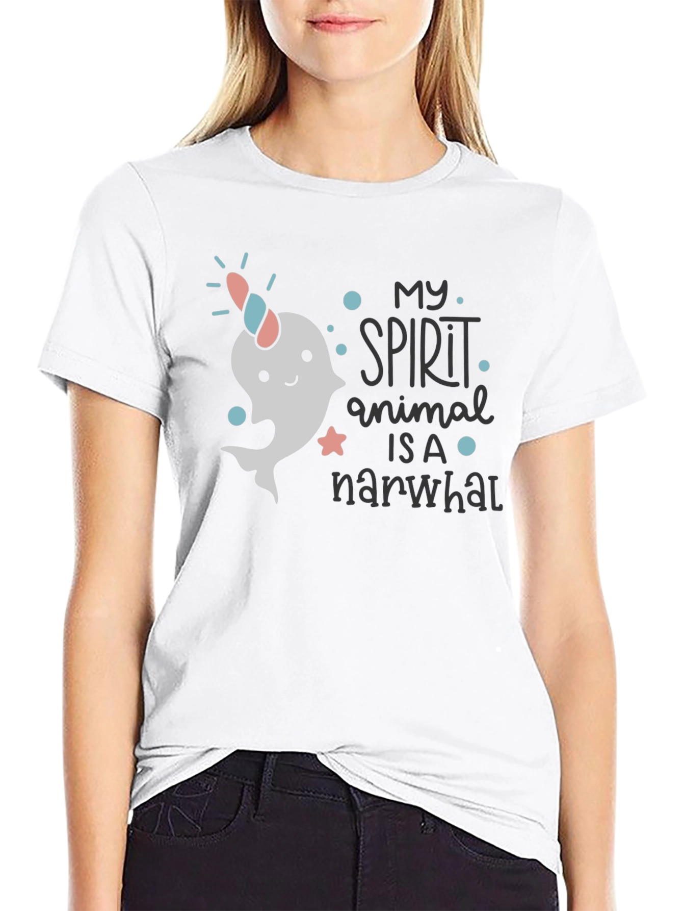 Narwhal Spirit Animal T-Shirt - Black Cotton Tee