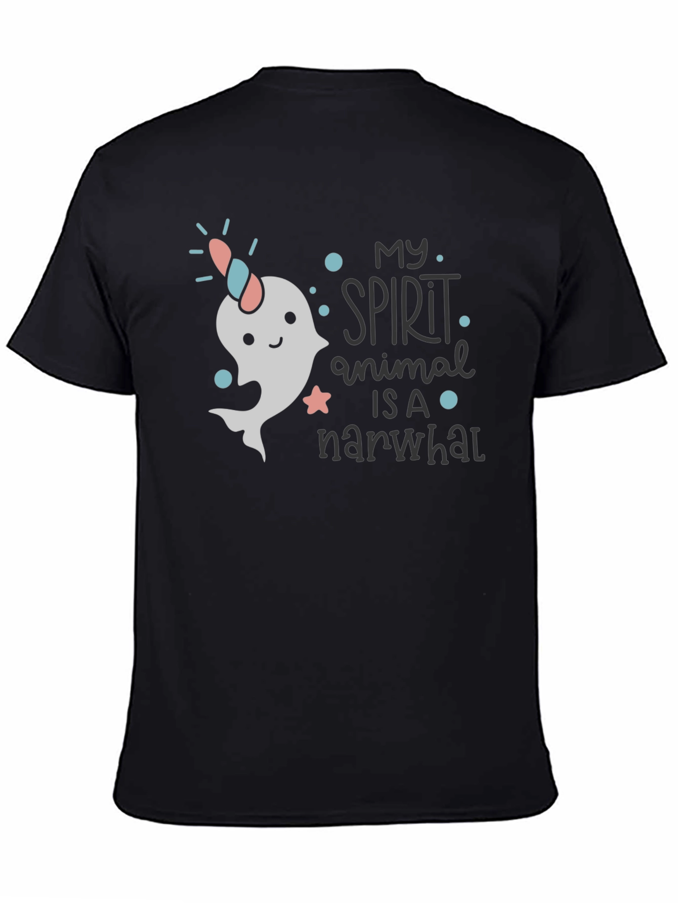 Narwhal Spirit Animal T-Shirt - Black Cotton Tee