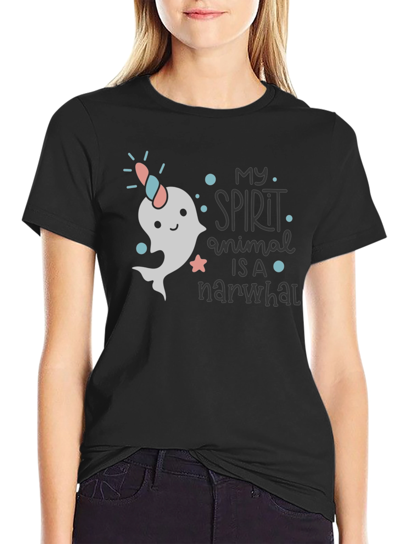 Narwhal Spirit Animal T-Shirt - Black Cotton Tee