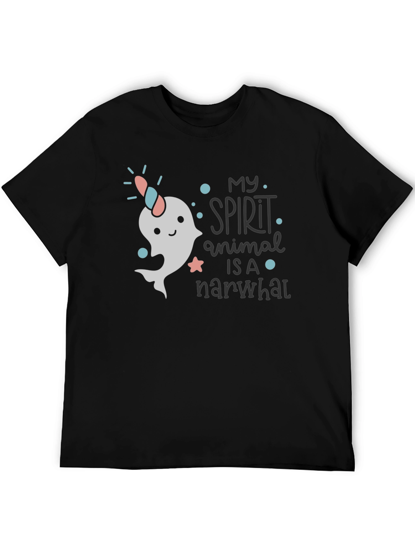 Narwhal Spirit Animal T-Shirt - Black Cotton Tee