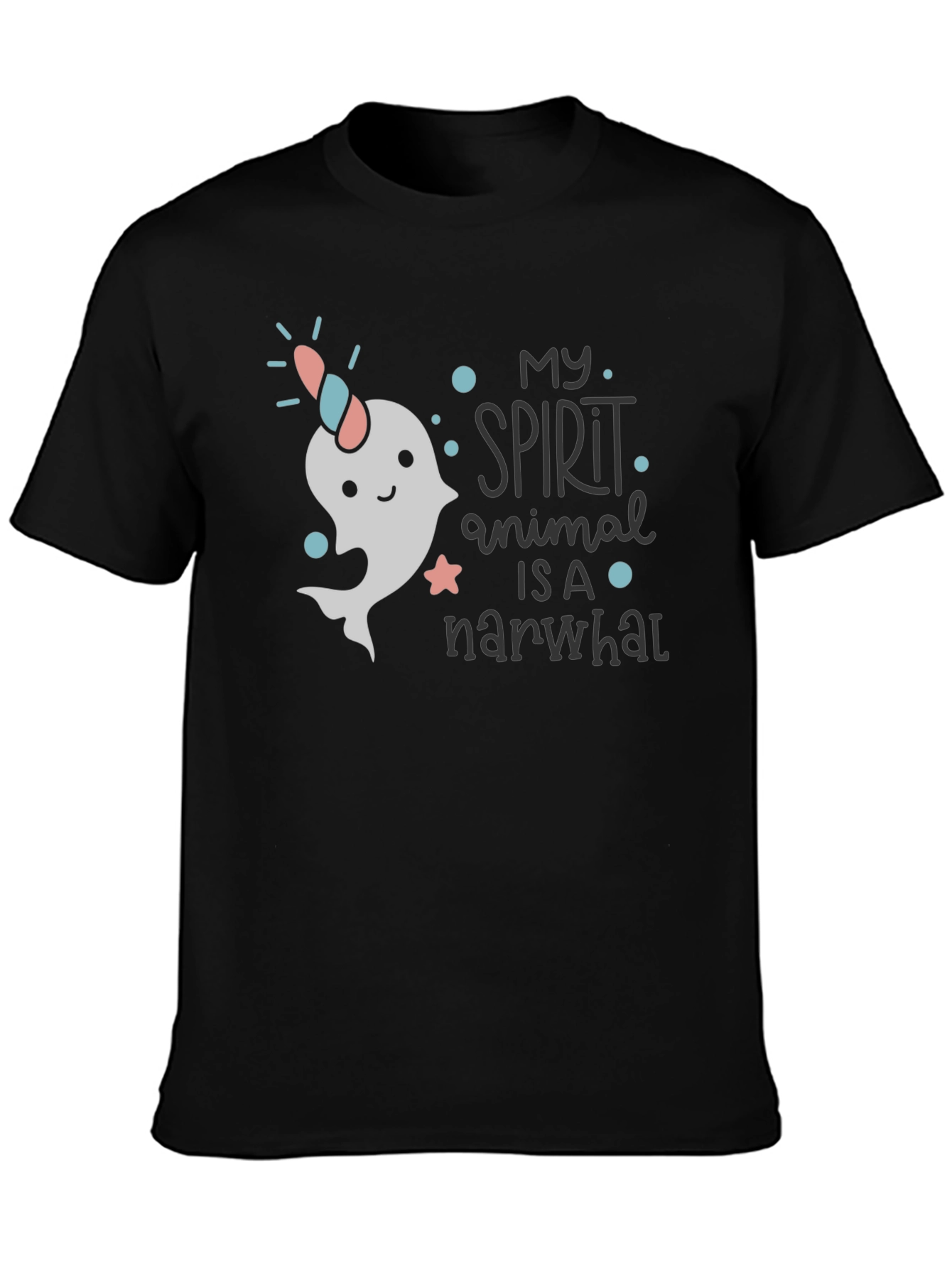 Narwhal Spirit Animal T-Shirt - Black Cotton Tee
