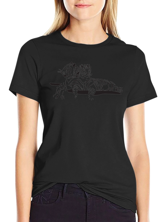 Mens Black Graphic Tee: Tiger Design