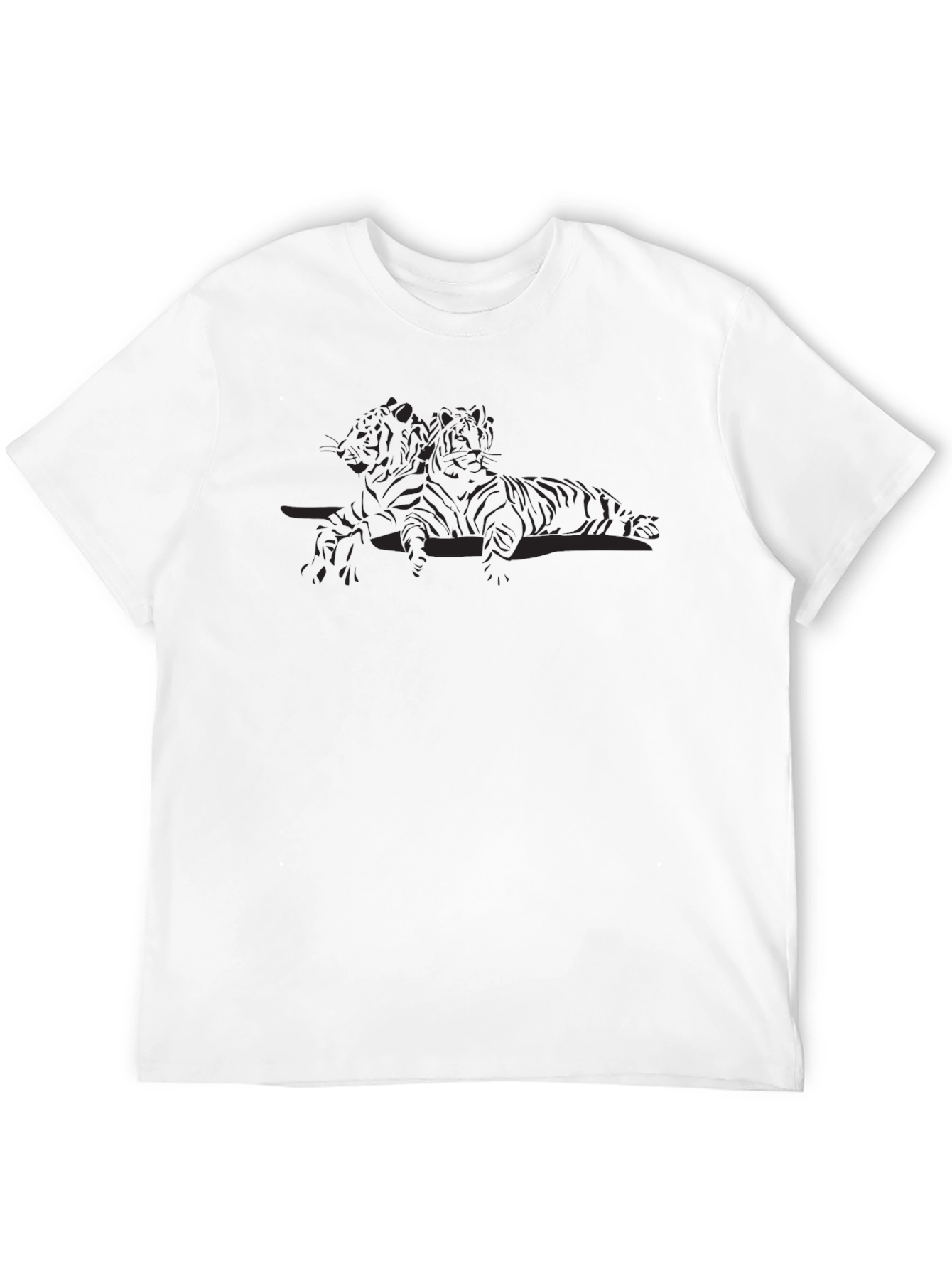 Mens Black Graphic Tee: Tiger Design