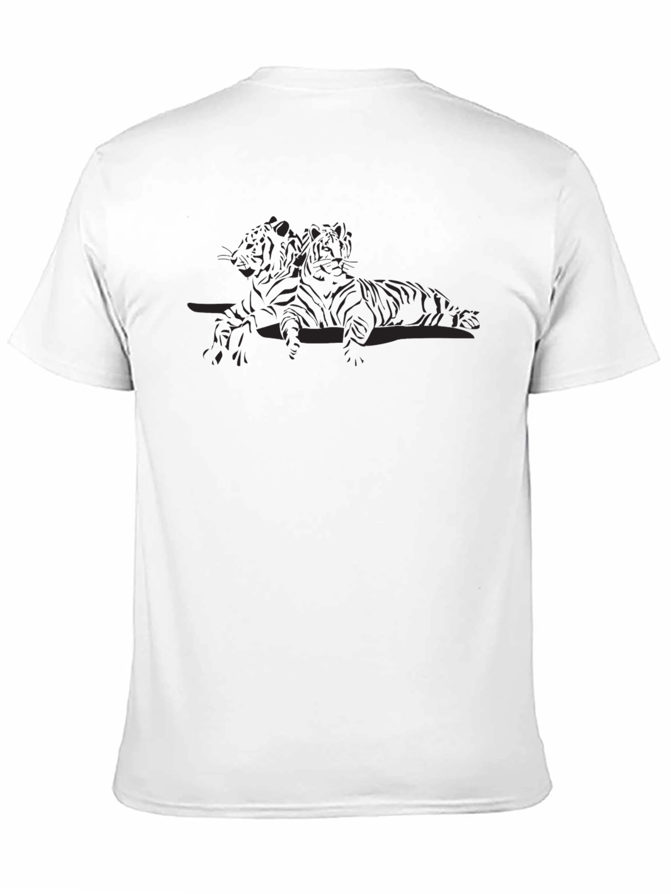 Mens Black Graphic Tee: Tiger Design