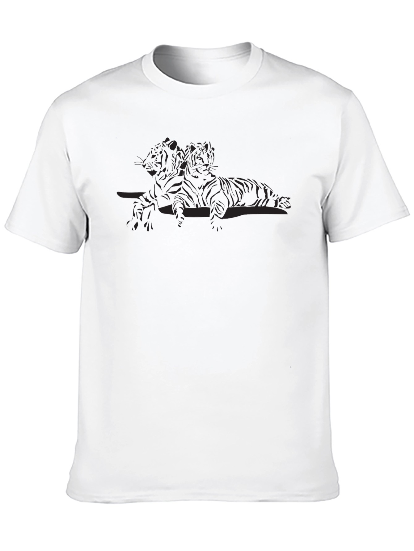 Mens Black Graphic Tee: Tiger Design