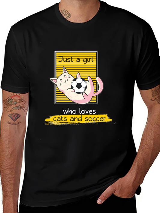 Just a Girl Who Loves Cats and Soccer T-Shirt