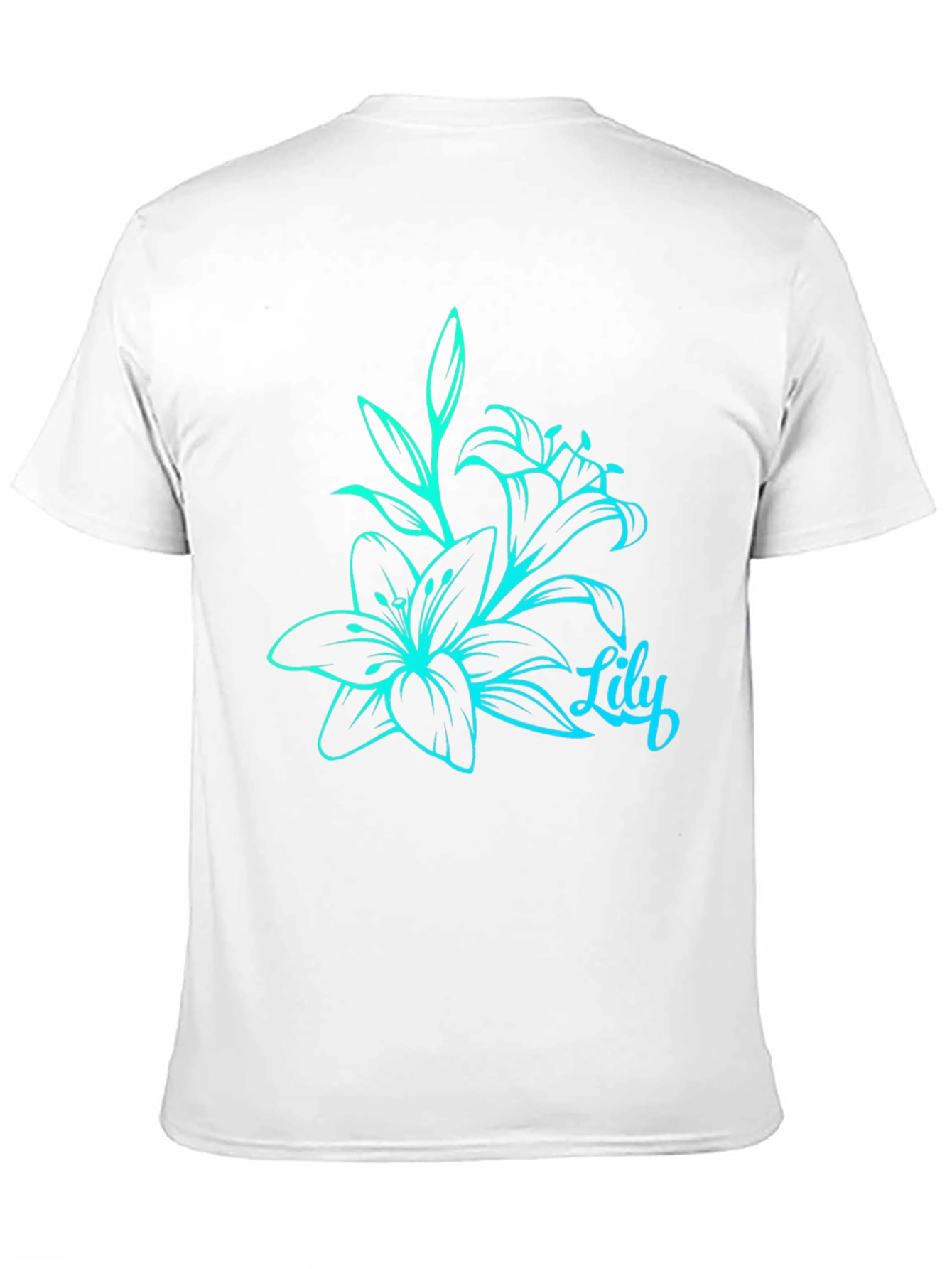 Black T-Shirt with Lily Flower Graphic