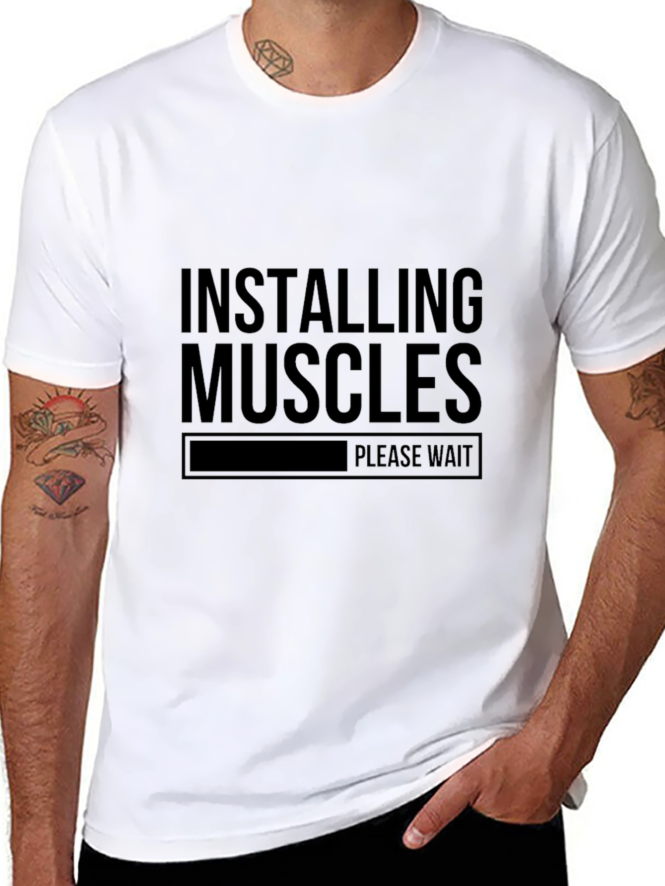 Installing Muscles - Funny Gym Workout T-Shirt