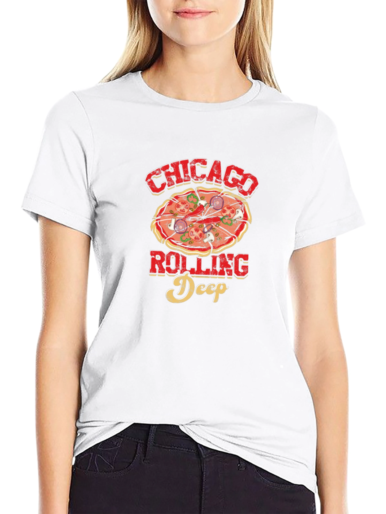 Chicago Rolling Deep Pizza Graphic T-Shirt