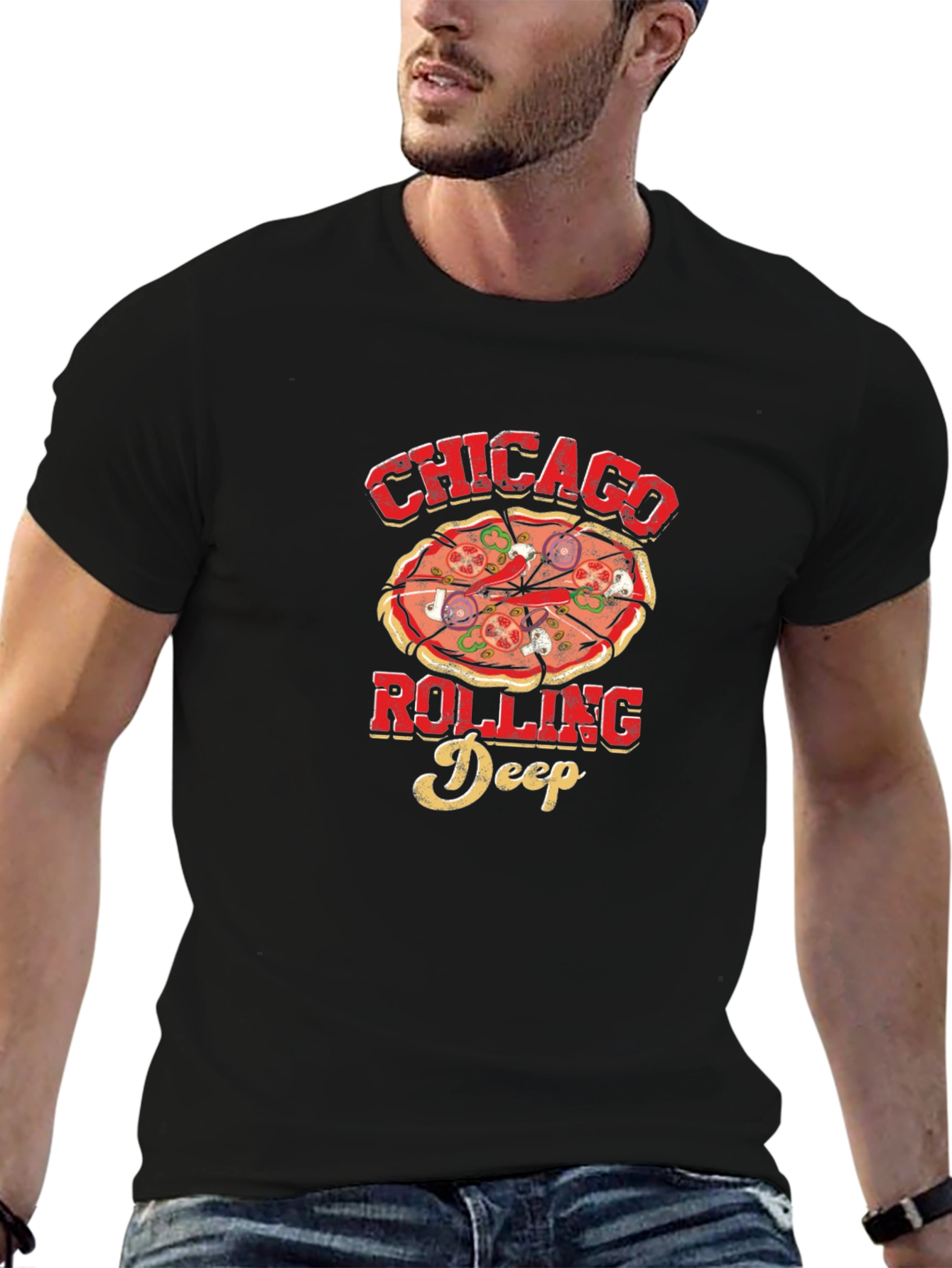 Chicago Rolling Deep Pizza Graphic T-Shirt