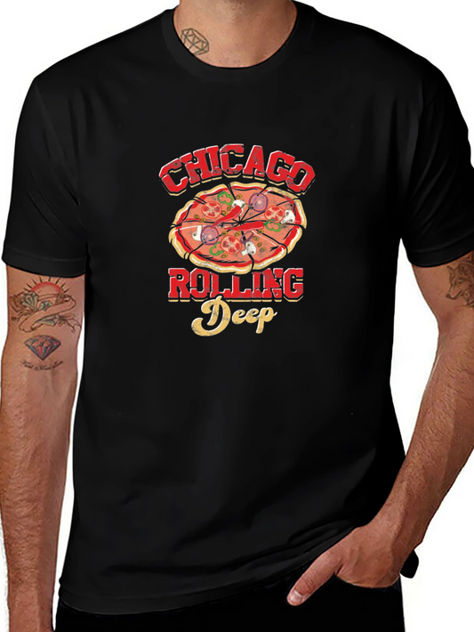 Chicago Rolling Deep Pizza Graphic T-Shirt