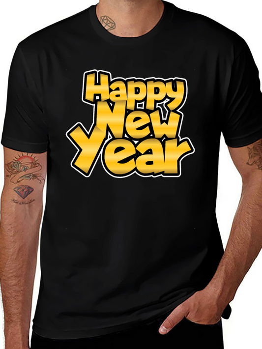 Happy New Year Graphic Tee - Black
