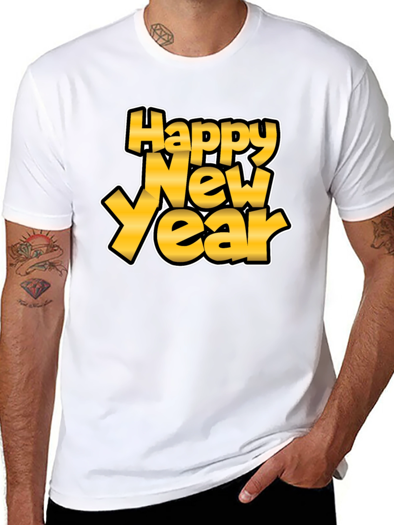 Happy New Year Graphic Tee - Black