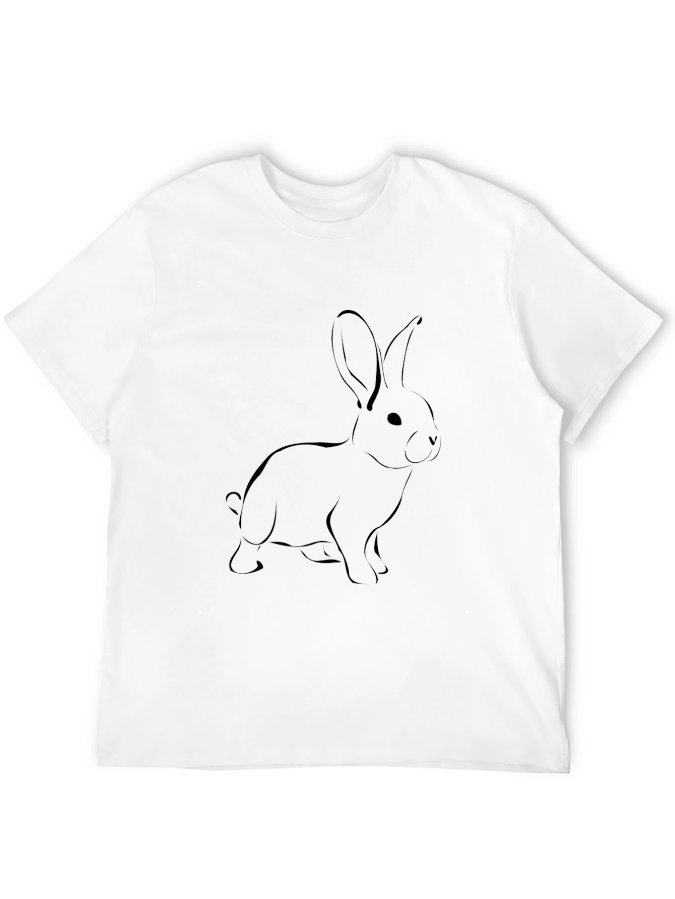 Mens Black T-Shirt with Rabbit Graphic Print