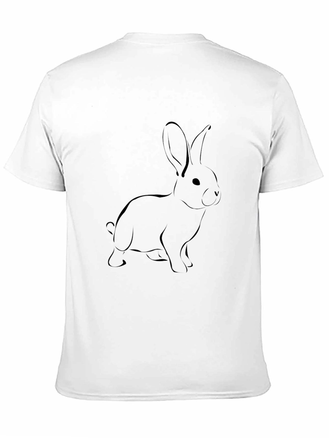Mens Black T-Shirt with Rabbit Graphic Print