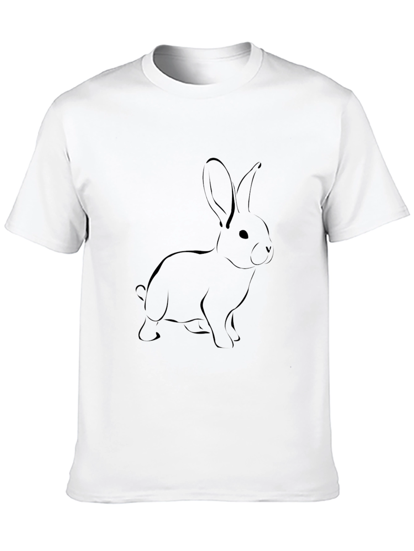 Mens Black T-Shirt with Rabbit Graphic Print