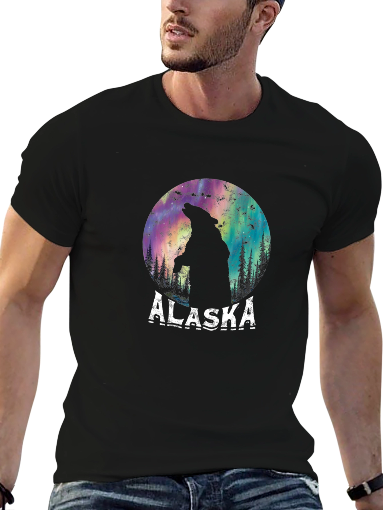 Alaska Bear Aurora Graphic Tee