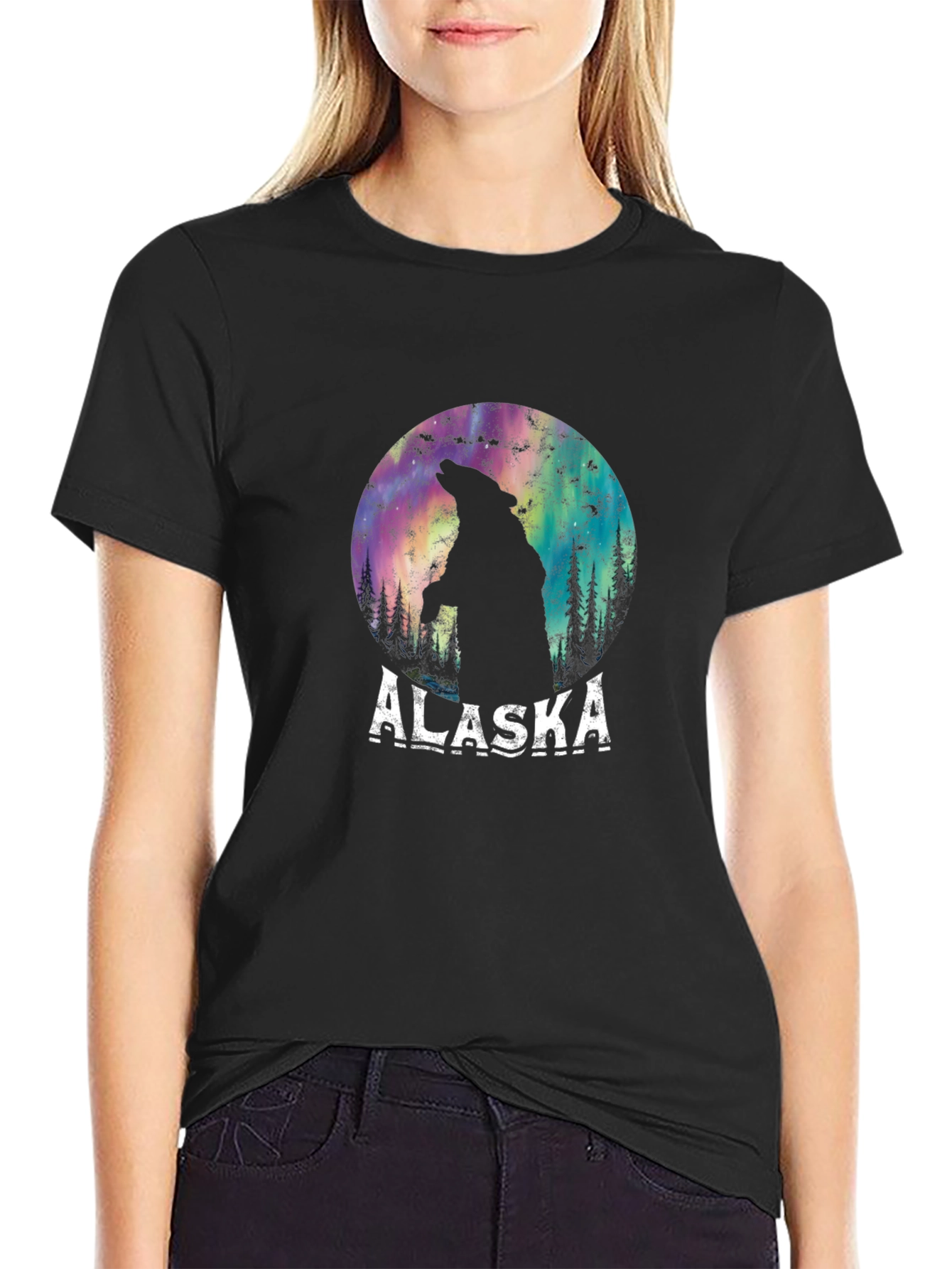 Alaska Bear Aurora Graphic Tee