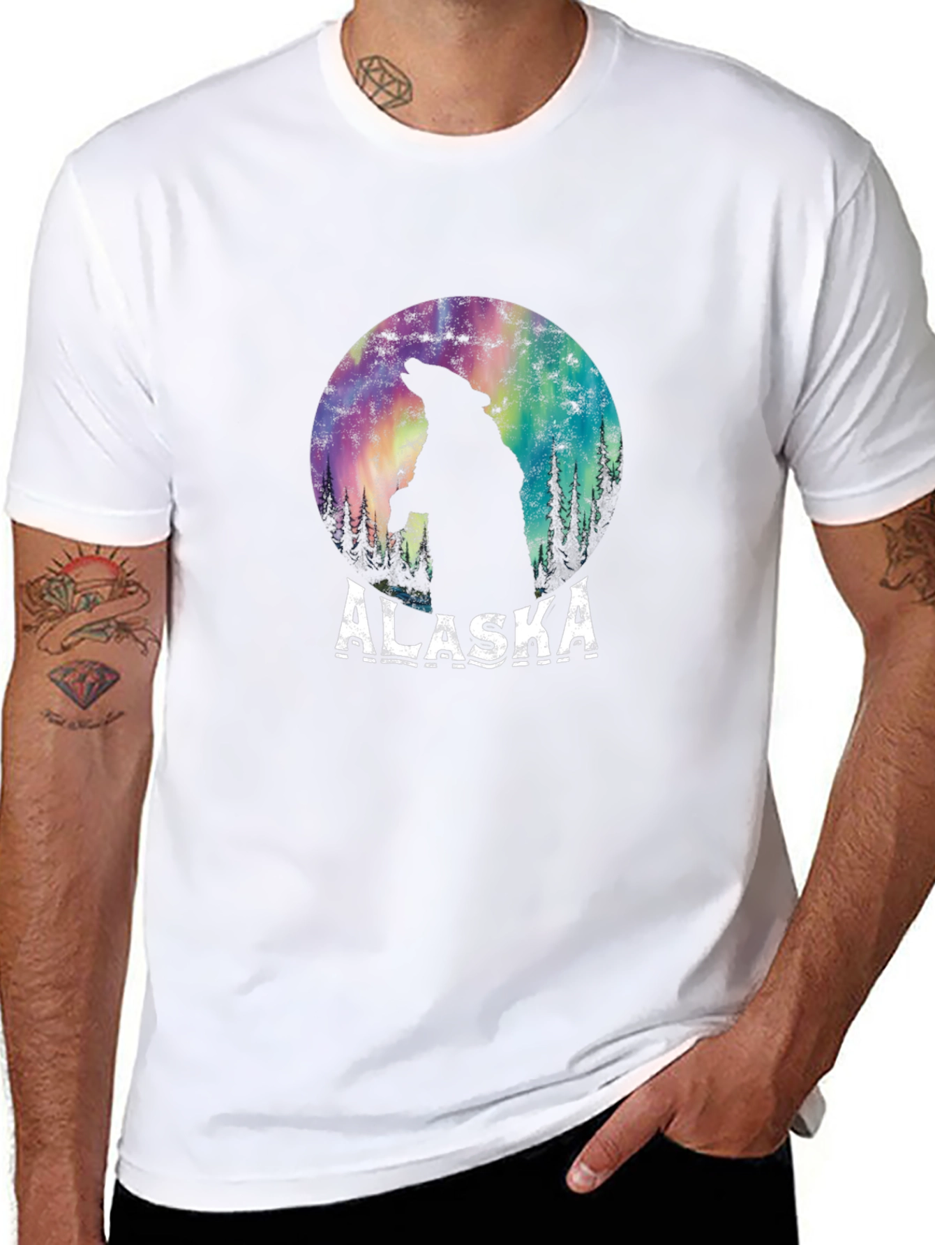 Alaska Bear Aurora Graphic Tee