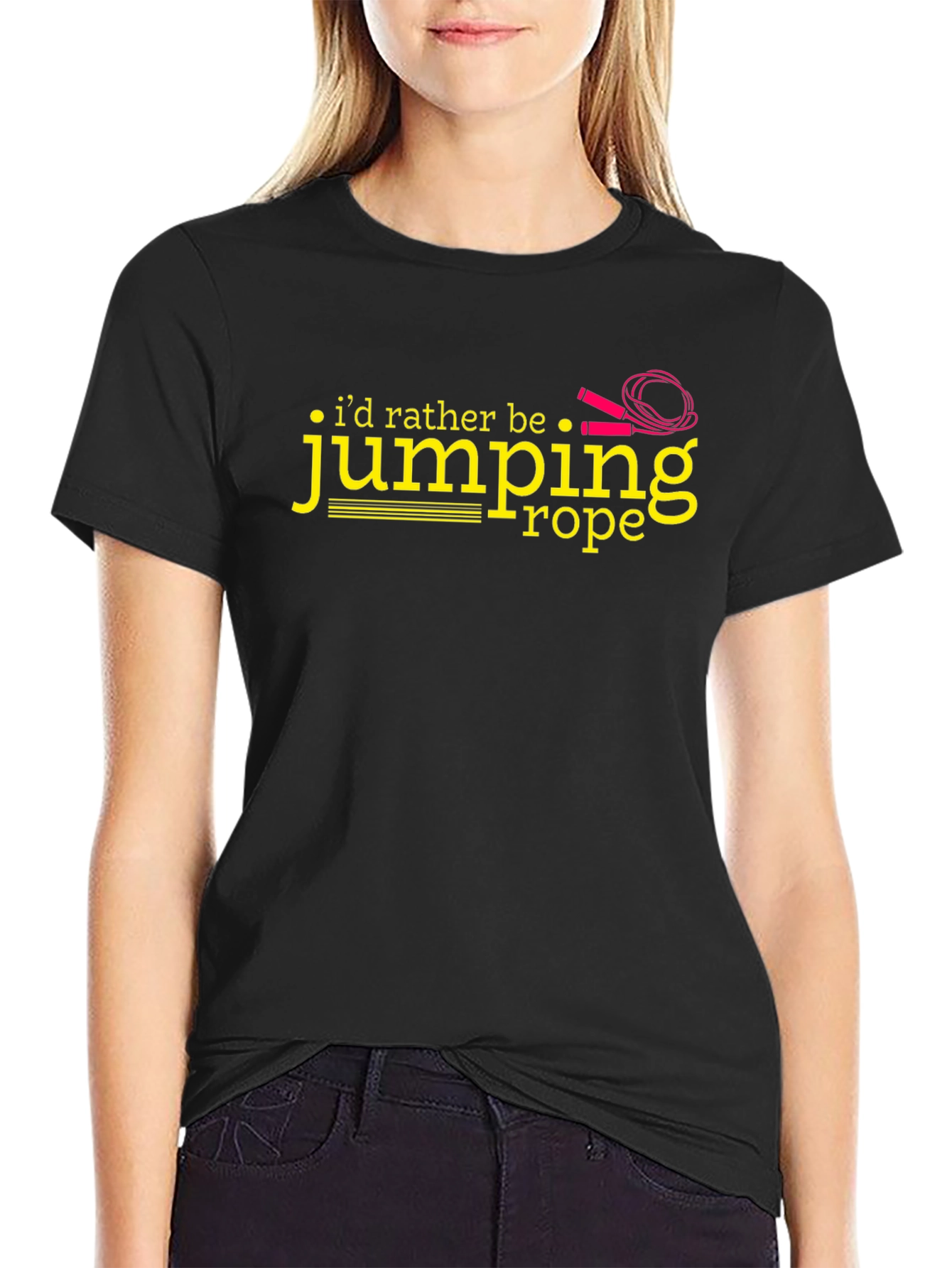Id Rather Be Jumping Rope Black T-Shirt
