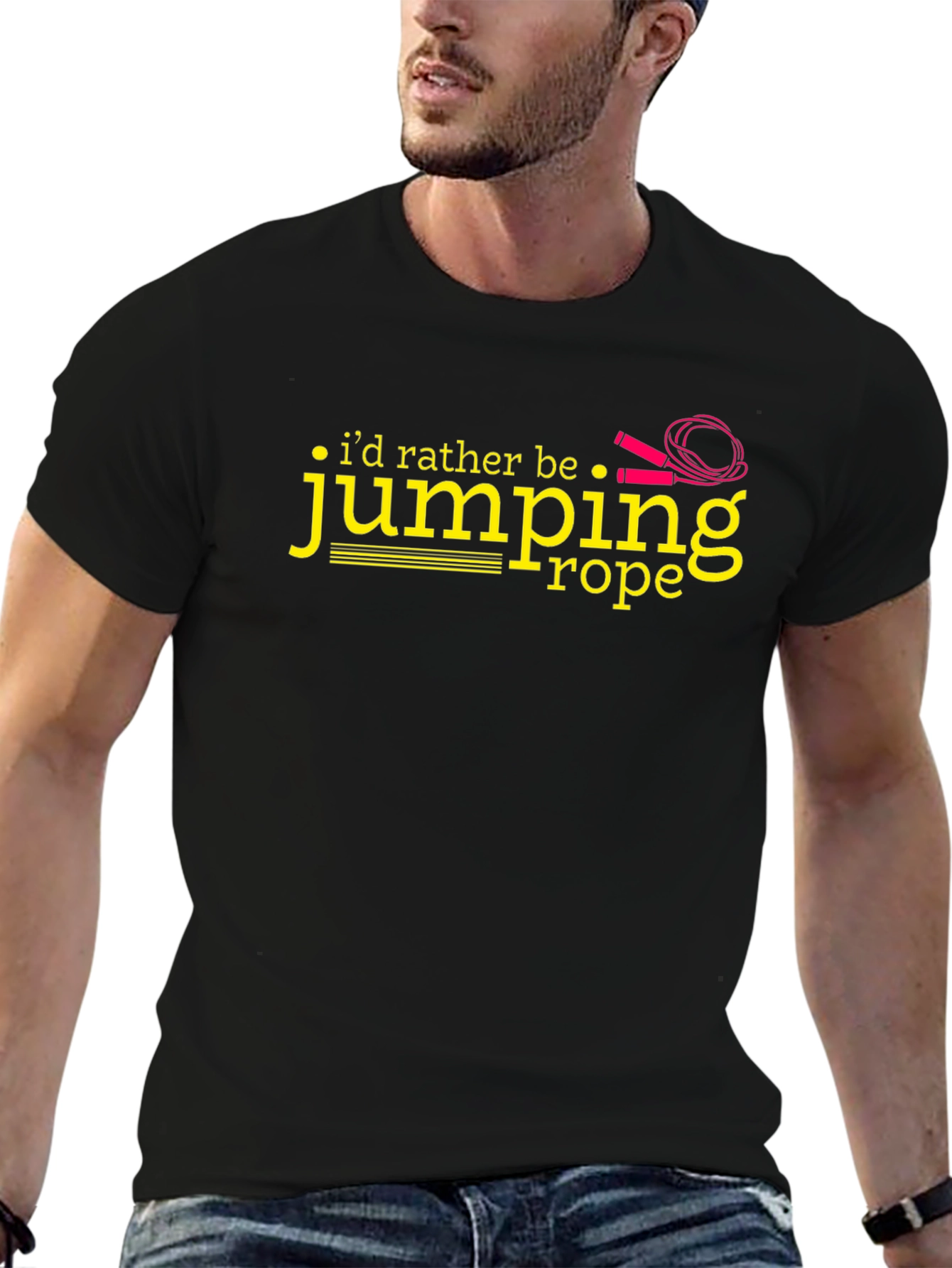 Id Rather Be Jumping Rope Black T-Shirt
