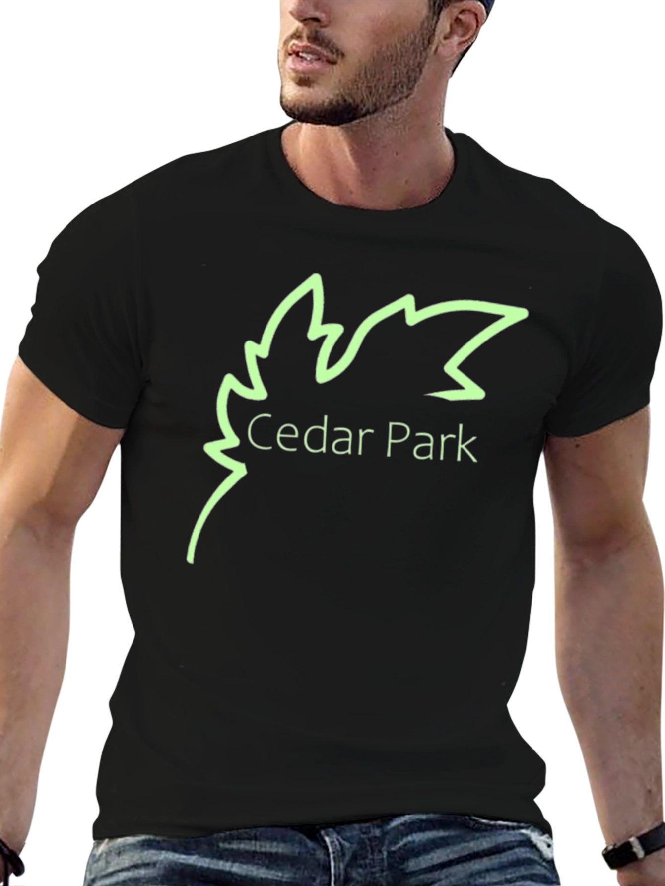 Cedar Park Leaf Logo Black T-Shirt