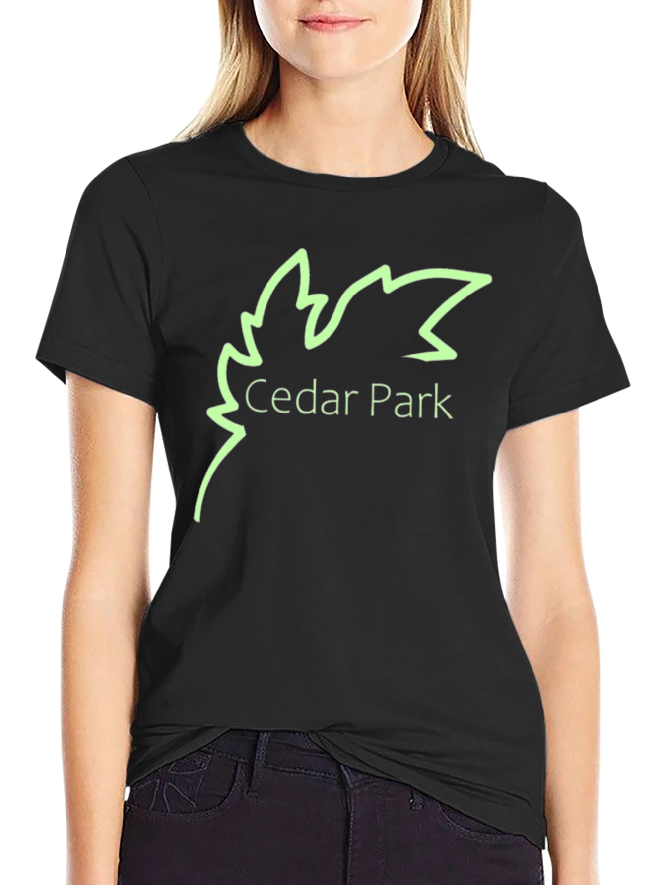 Cedar Park Leaf Logo Black T-Shirt