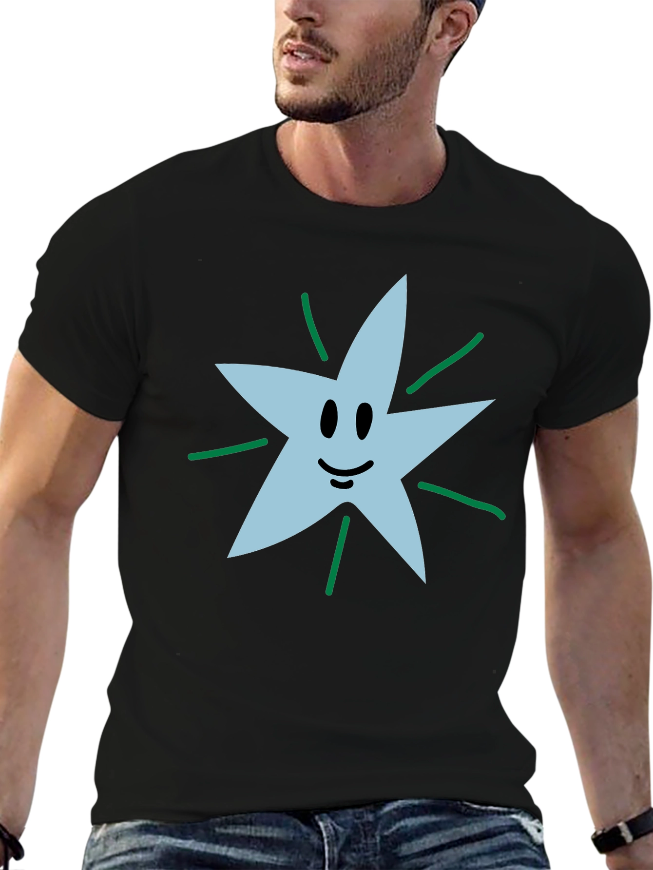 Smiling Star Graphic Tee - Soft Cotton Blend