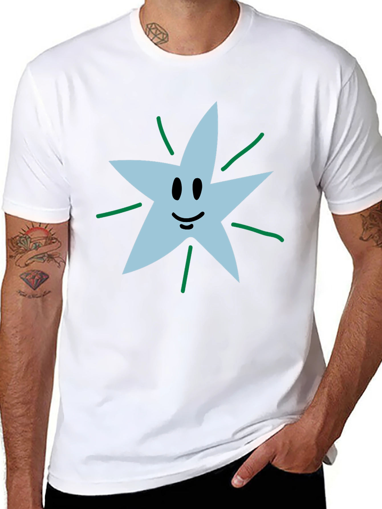 Smiling Star Graphic Tee - Soft Cotton Blend