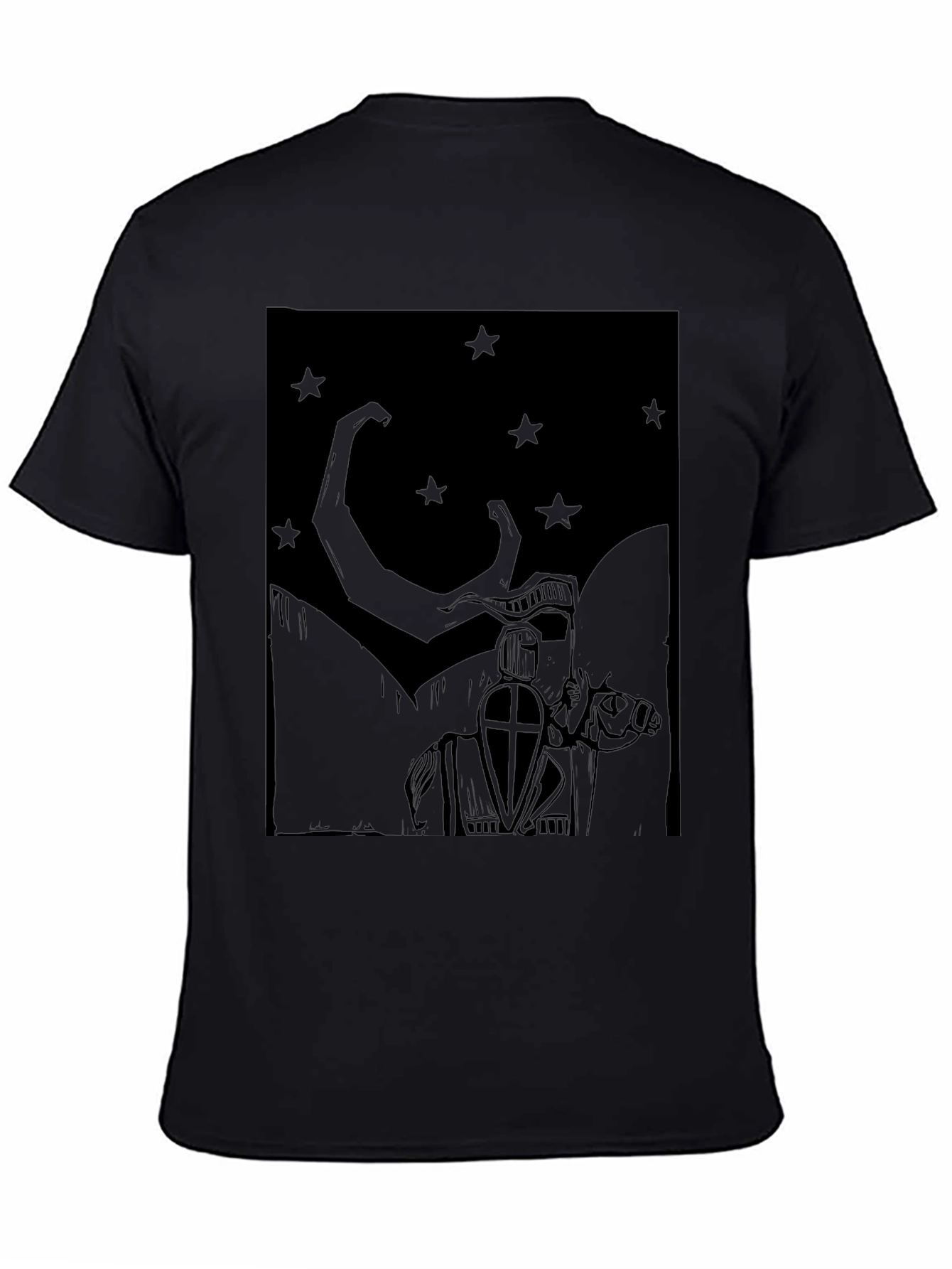 Knight & Stars Graphic Tee - Black Cotton Blend