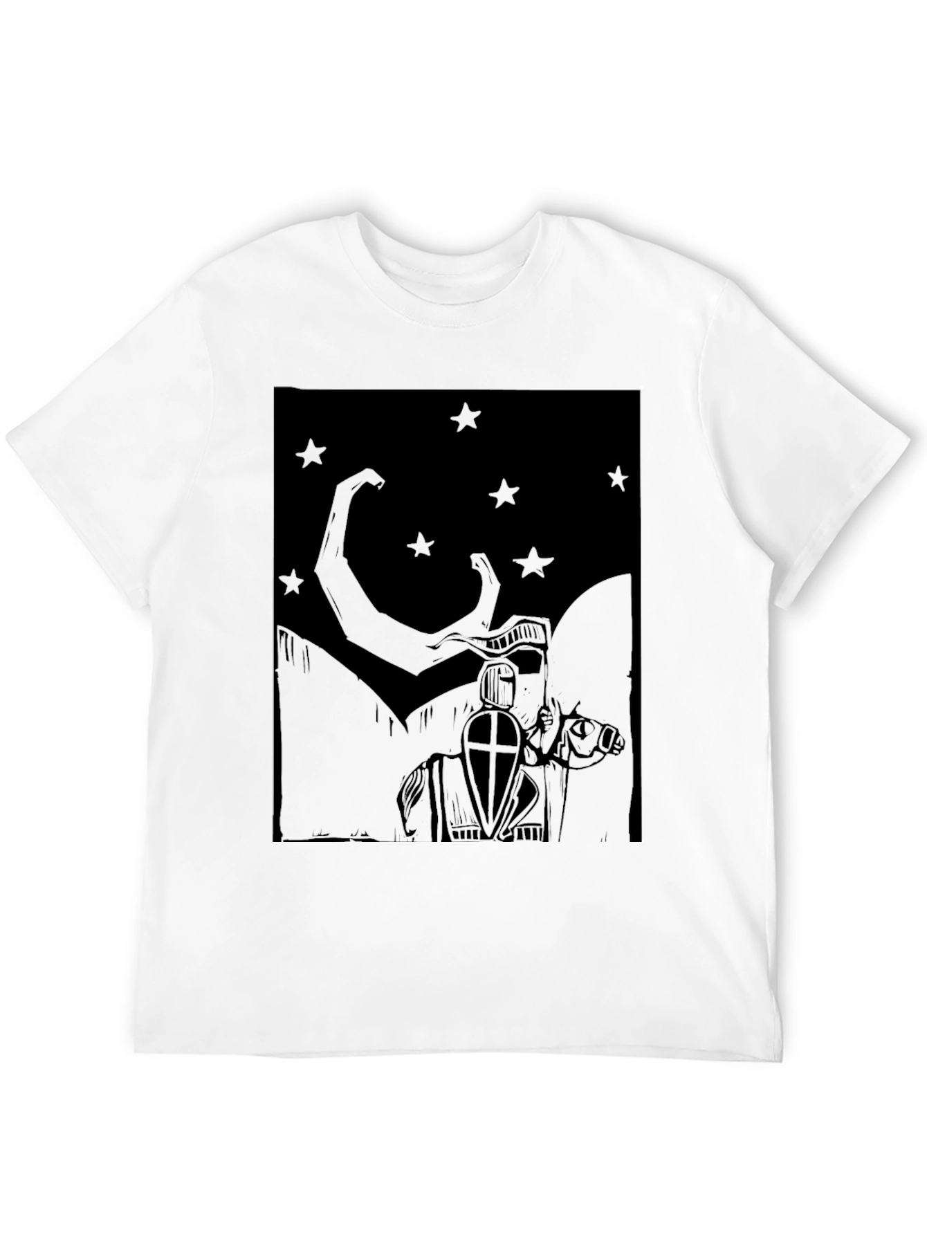 Knight & Stars Graphic Tee - Black Cotton Blend